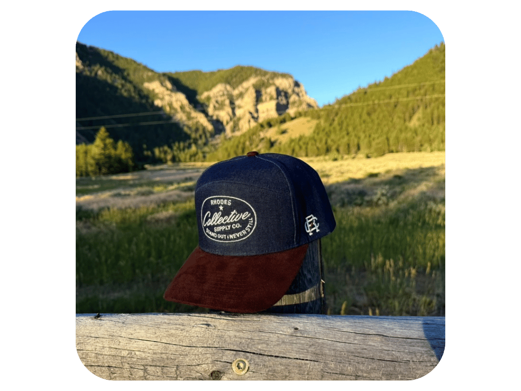 Stand Out Hat | Denim / Brown Suede